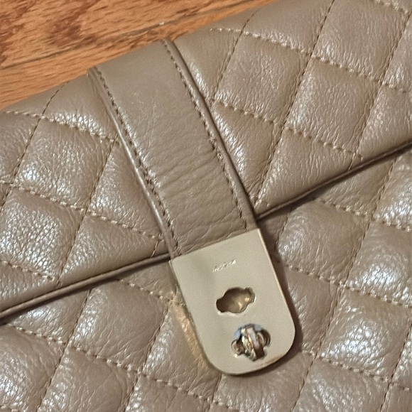Jaeger Quilted Leather Bag Beige Tan Small Clutch Crossbody Kate Middleton Pippa - Picture 6 of 16